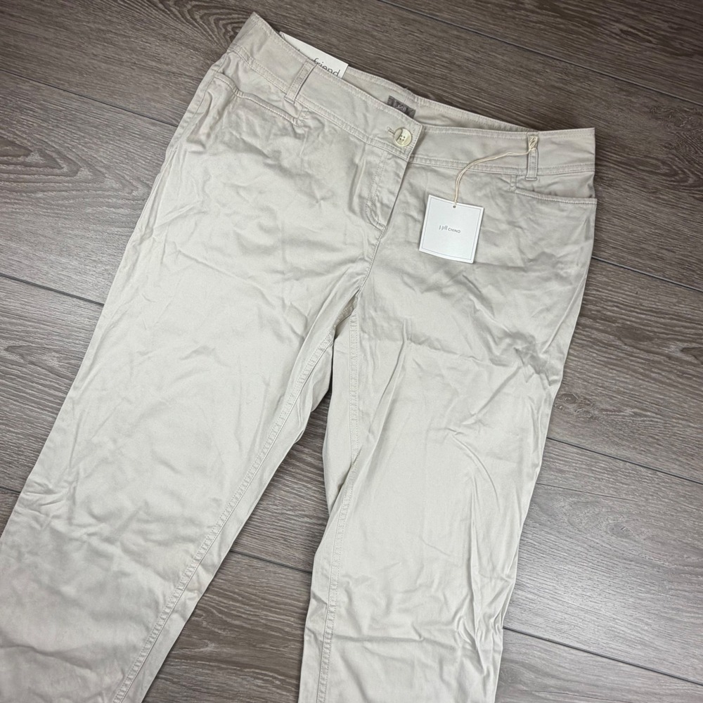 J. Jill Womens Chino Boyfriend Stretch Pants Khaki Beige 14 Petite